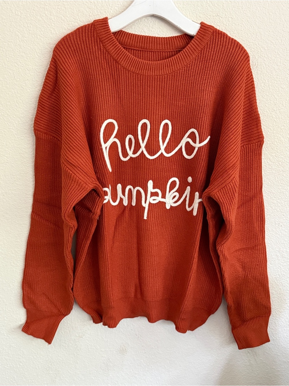 Hello Pumpkin Rust Orange Crewneck Sweater size 2XL